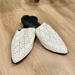 White Studded Mules